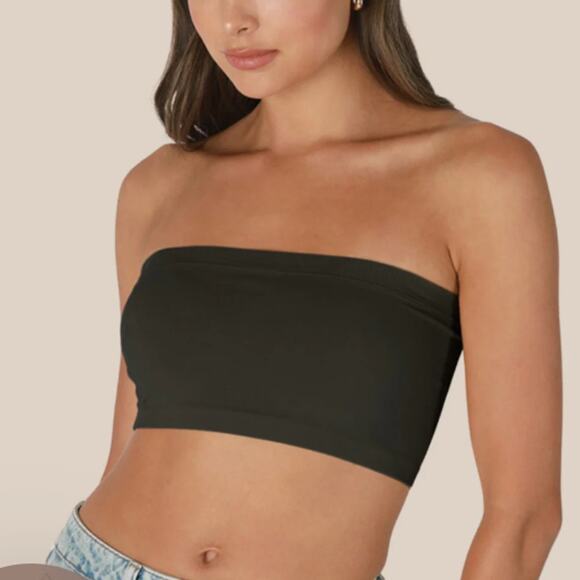 Mono B Black Bandeau Tank Top Bralette Large - Picture 1 of 5